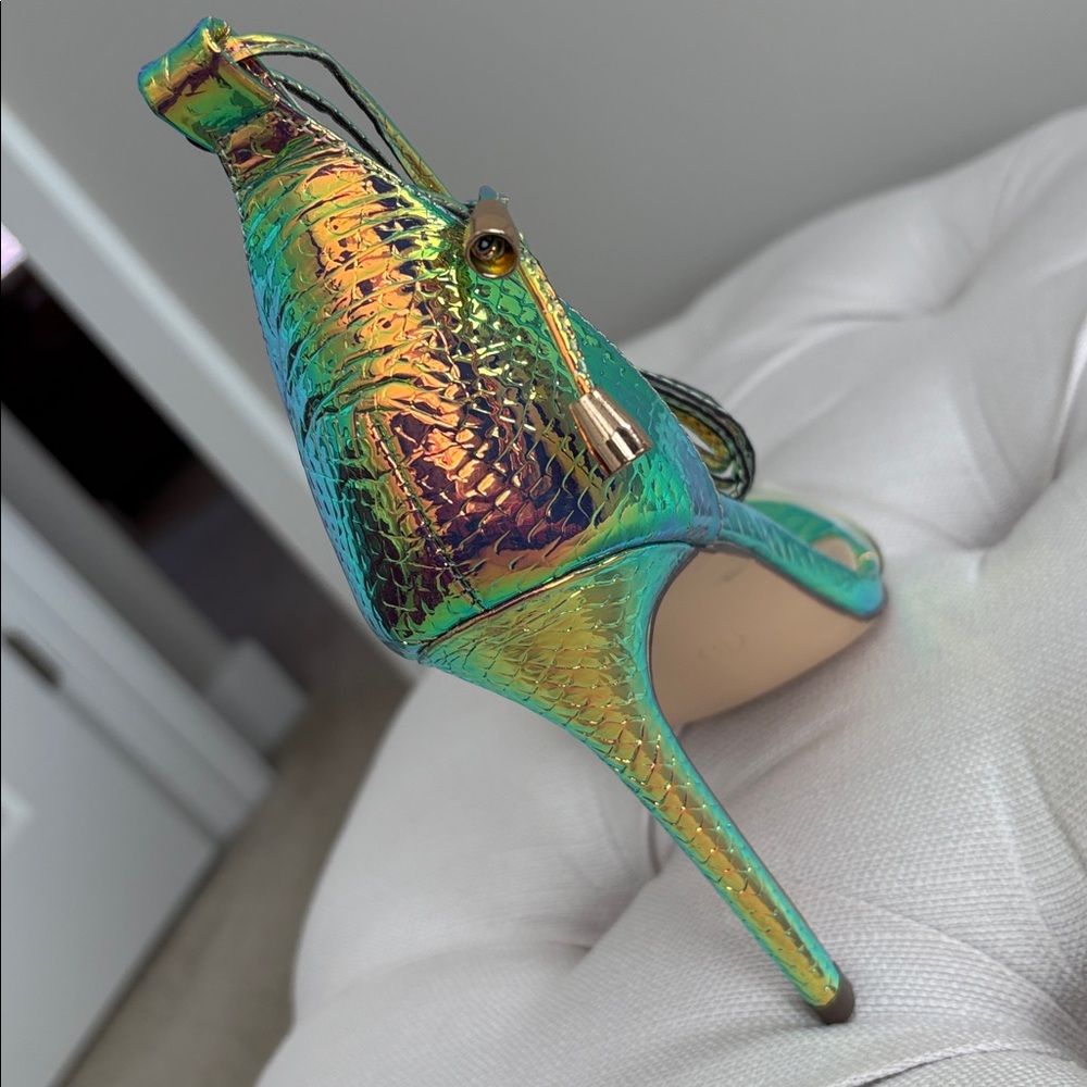 LULUS Ledah Hologram Snake Lace-Up Heels - Picture 4 of 11